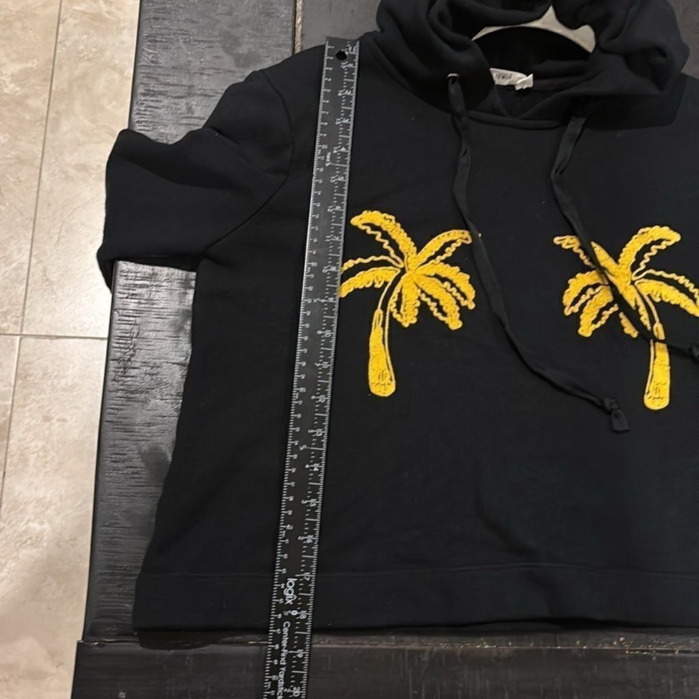 ALC Black Embroidered Gold Palm Trees Cropped Sweatshirt Size Small​​​​​​​ - Picture 10 of 11